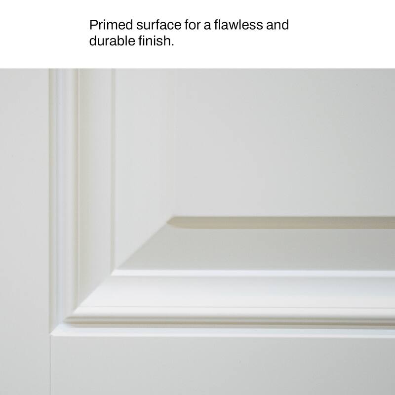 36 x 80 Smooth Fiberglass Entry Door with Brickmould,3/4 View Frosted Glass, Left Hand Inswing,White Primed Knock-Down Door