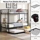 preview thumbnail 3 of 13, Twin over Twin Bunk Bed with Trundle, Sturdy Guard Rail and 2 side Ladders, No Box Spring Needed, Noise Free for Dorm, Black