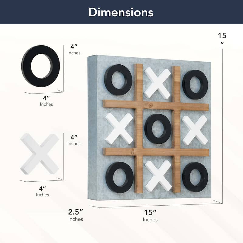 Magnetic Tic Tac Toe Wall Game Board - Black & White (15" x 15") - Multi-Color - 15" x 15"