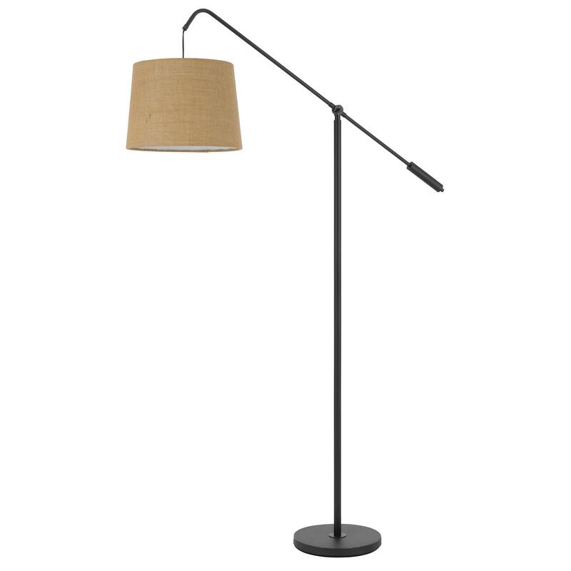 Fishing Rod adjustable metal floor lamp with burlap shade
