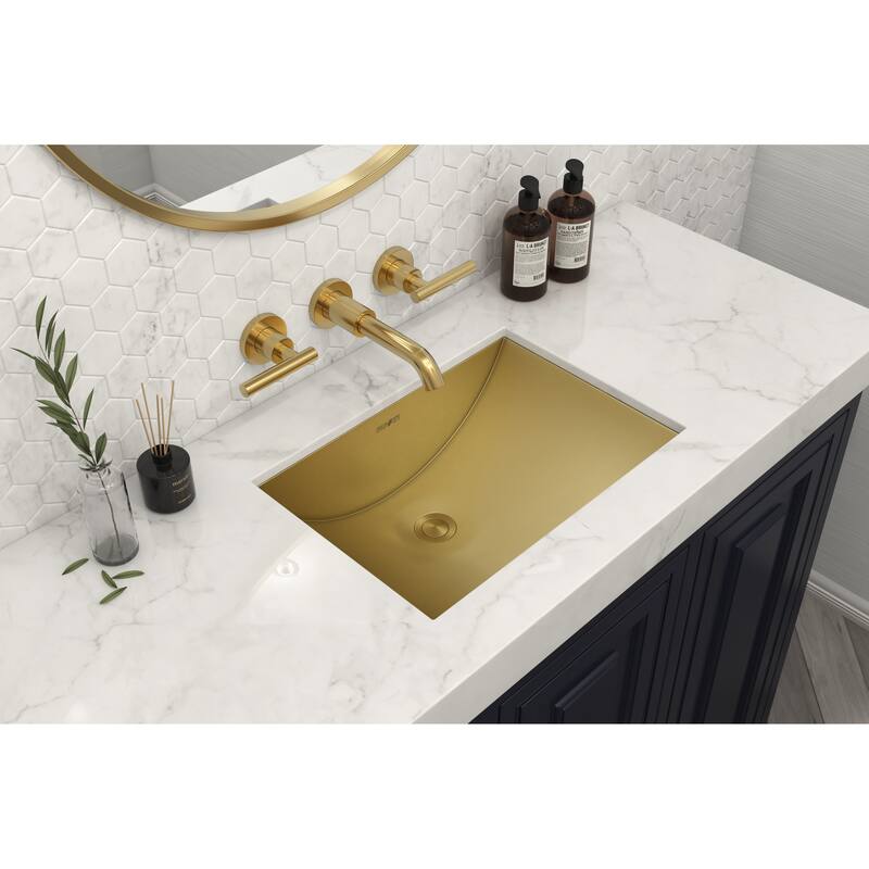 Ruvati 16 x 11 inch Brushed Gold Polished Brass Rectangular Bathroom Sink Undermount - 18" x 13" - 18" x 13"