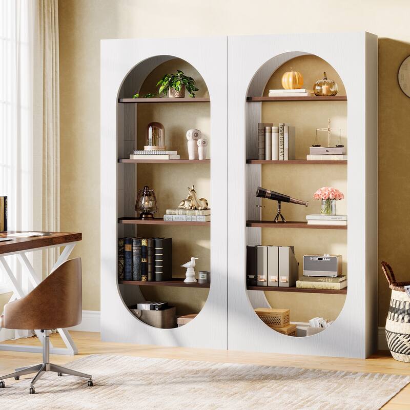 70.9 Inches Arched Bookcase with 5-Tier Storage Shelves - 31.5" W x 11.8" D x 70.9" H
