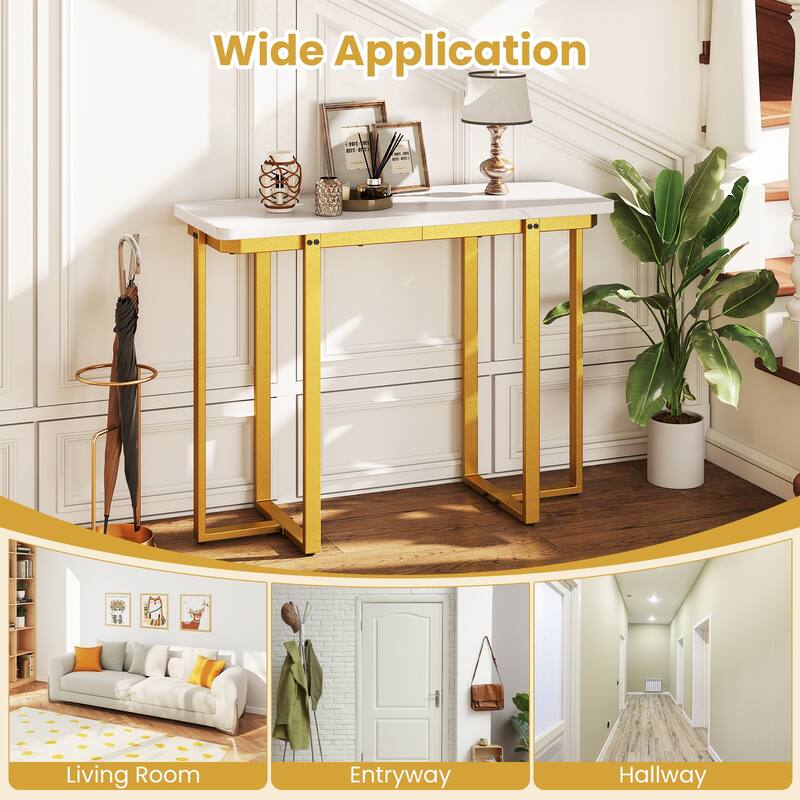 Gymax Console Table 42'' Modern Faux Marble Entryway Table w/