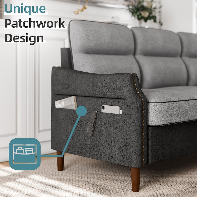 Futzca 78” L Shaped Sofa Couch with Ottoman and Side Storage Bag