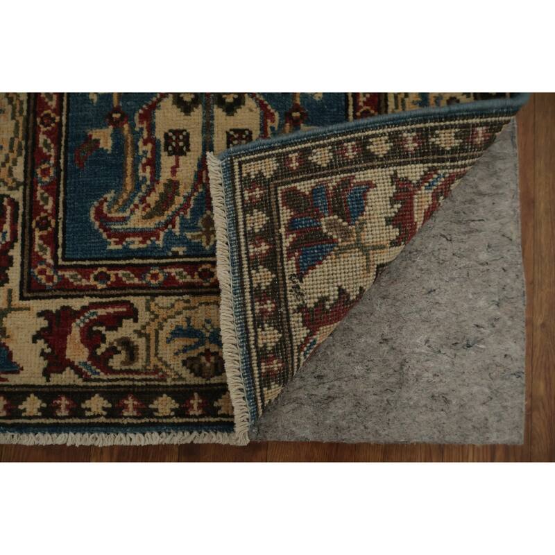 Hand Knotted Oriental 100% Wool Carpet Traditional Geometric Navy Blue & Blues Kazak Area Rug - 3' 0'' X 2' 1''