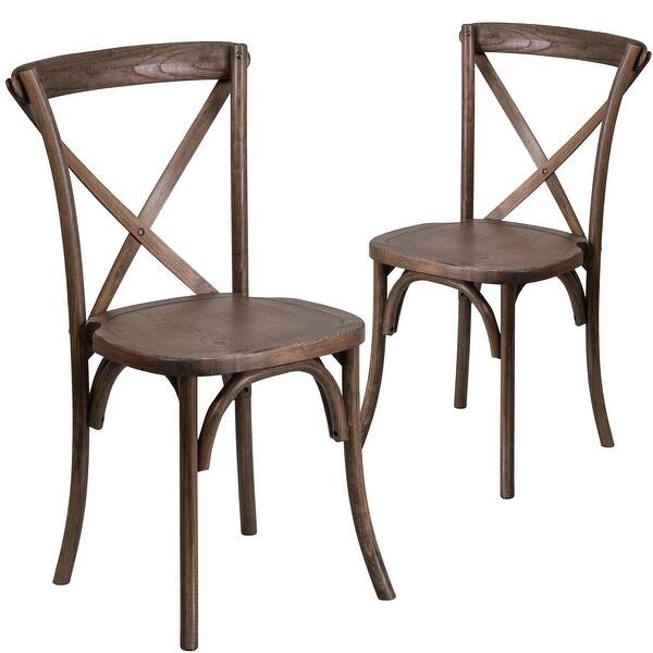 2 Pack Stackable Wood Cross Back Chair On Sale Overstock 27085605