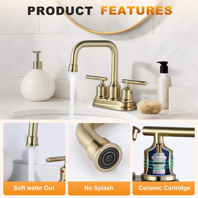 WOWOW 4 in. Centerset Double Handle Bathroom Faucet