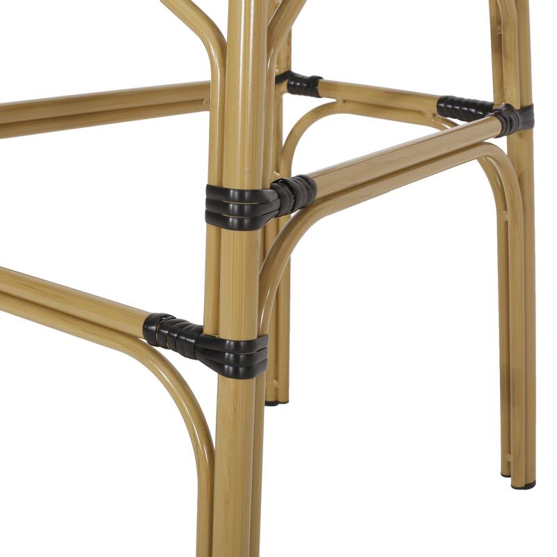 Outdoor Wicker and Aluminum Barstools, Set of 2