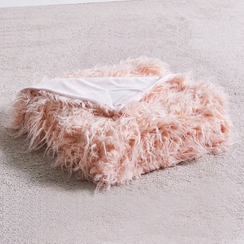 Karenne Shaggy Fauxfur Throw Blanket