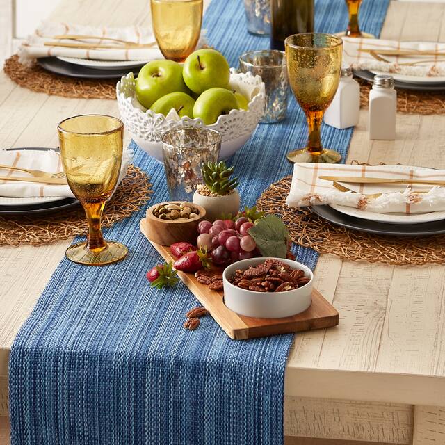 DII Variegated Taupe Fringe Table Runner 13x72 - Table Runner, 13x108" - Nautical Blue