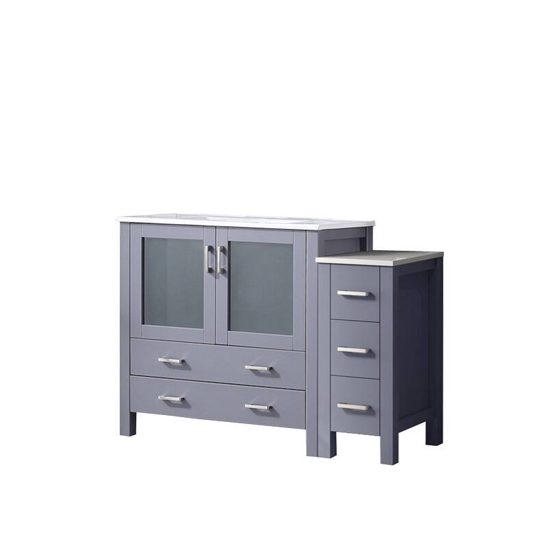 Volez Single Bath Vanity with Side Cabinet and White Ceramic Top