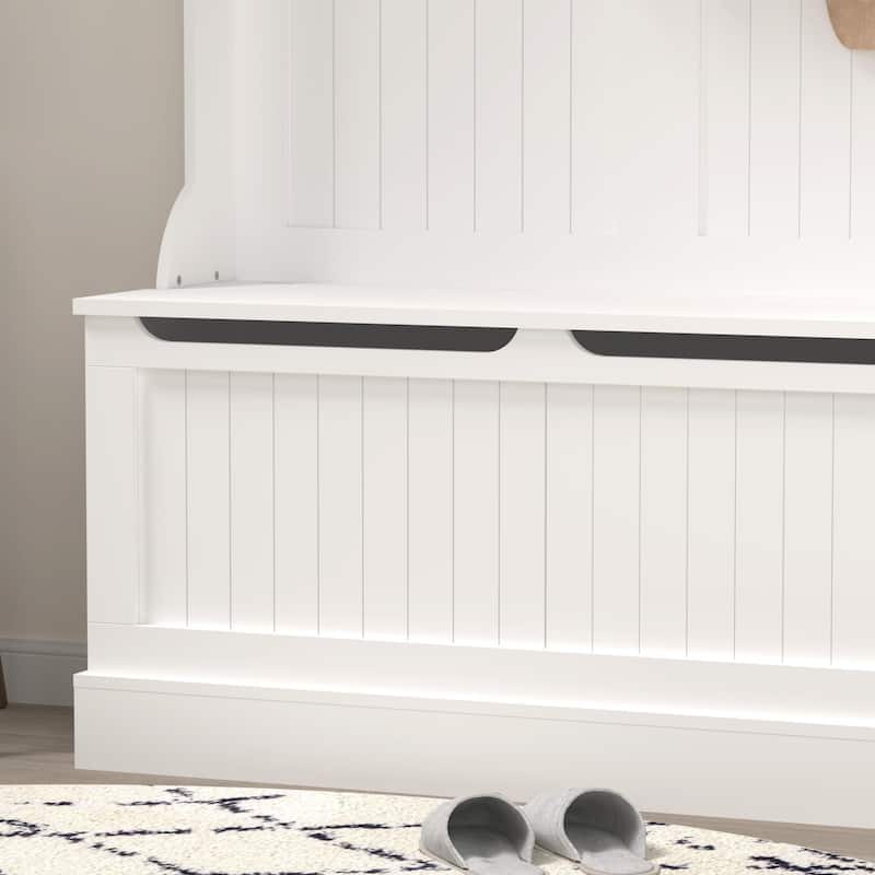 Entryway Bench with Standing Coat Rack, Hall Tree with Shoe Storage