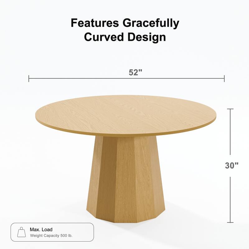 Solid Wood Round Dining Table Kitchen Table with Tabletop and Tapered Base for Living/Dining Room Coffee Office
