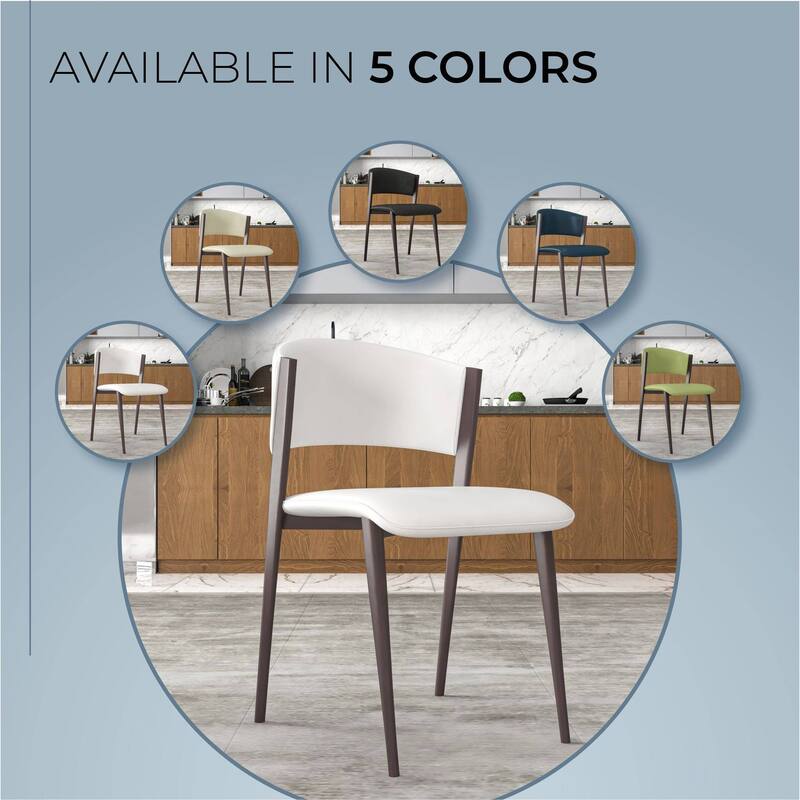 Leather Dining Chairs with Iron Legs and Open-Back Design Aspen Series Set of 4