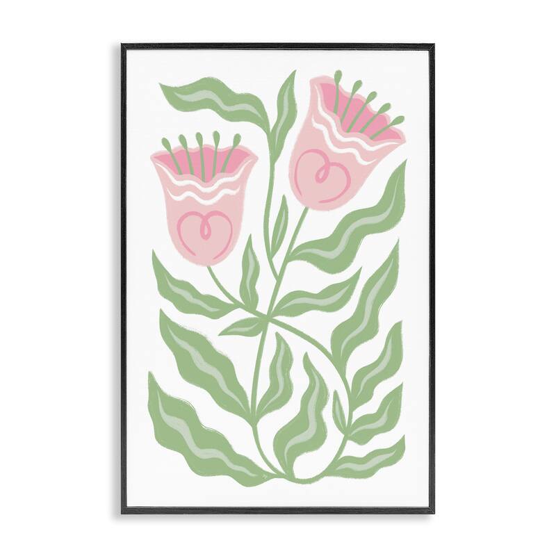 Stupell Pink Tulip Twin Blossoms Framed Giclee Art Design By Martina Pavlova - 12 x 18 - Black