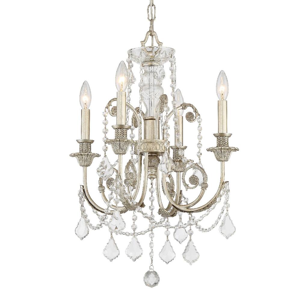 Timeless Home Four Light Mini Chandelier Regis Olde Silver - Exact Size
