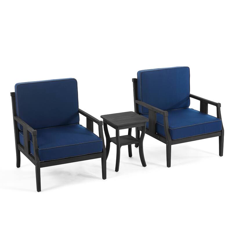 3-Piece Solid Teak Outdoor Patio Furniture Set Armchairs & Storage Table