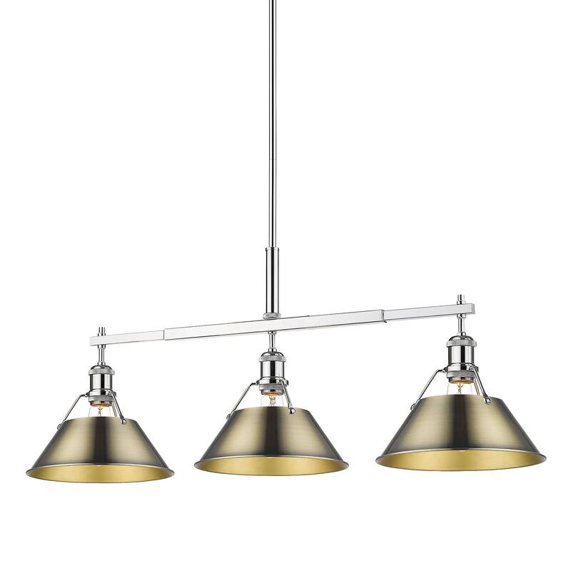 Yep by Golden Lighting Orwell 3-light Island Light in Chrome and Aged Brass shade - Silver