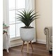 preview thumbnail 9 of 10, Cube Design White Round MgO Planter with Wood Legs