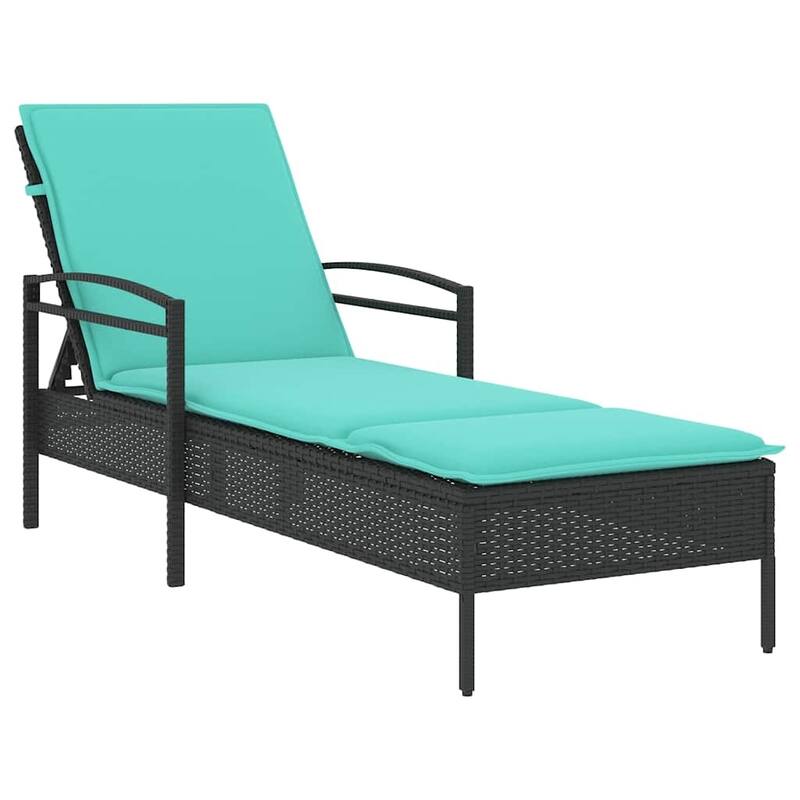 vidaXL Sun Lounger with Cushion Daybed Furniture Poly Rattan Brown/Gray/Black - 24.8" x 78.7" x 24.4"/28.3"/31.9"
