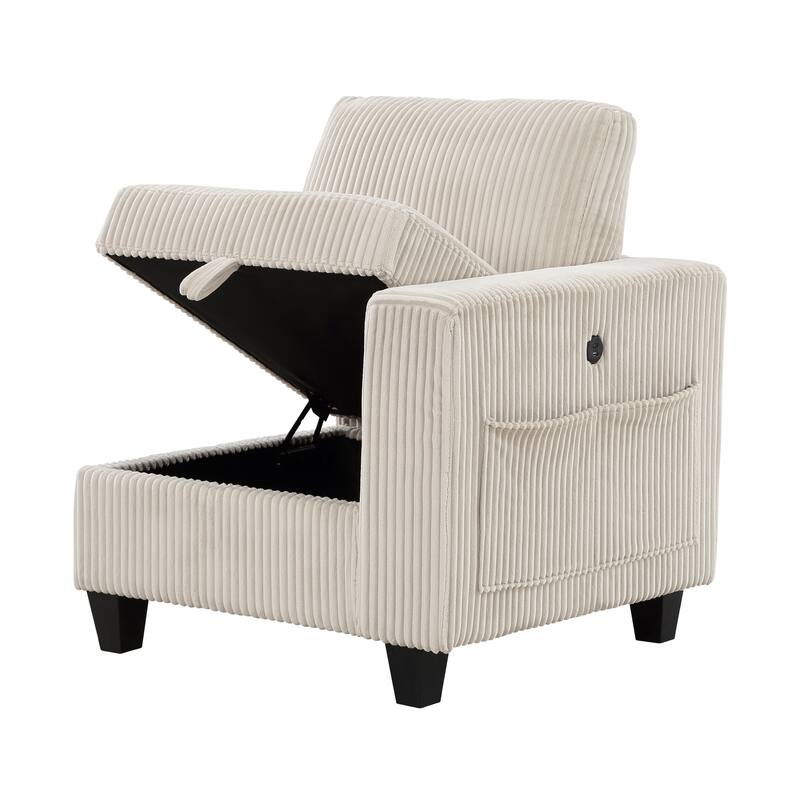 Kenlis Corduroy Living Room Sofa with Storage