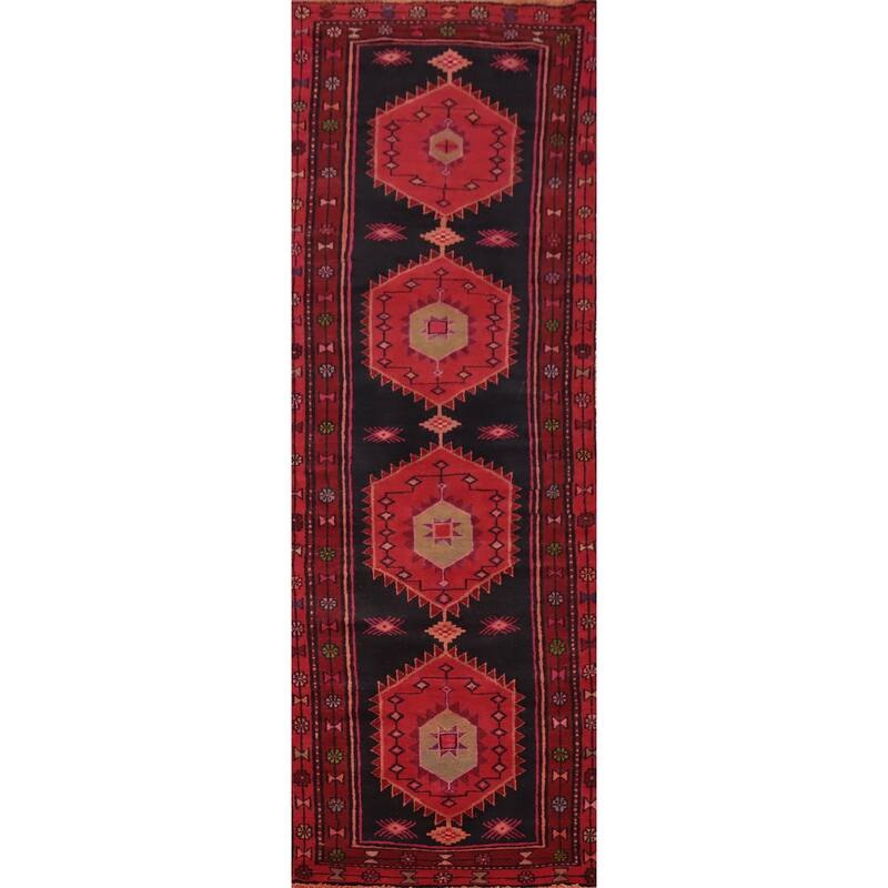Hand Knotted Oriental 100% Wool Carpet Traditional Tribal Red Ardebil Runner Rug - 11' 3'' X 3' 5''