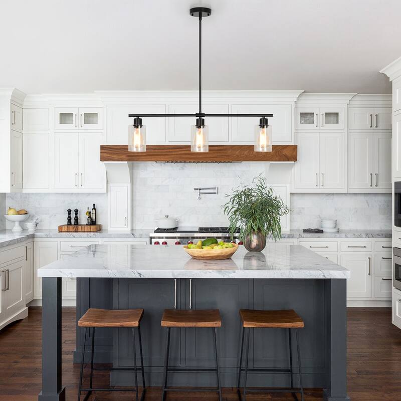 Modern Linear Ceiling Hanging Light 3-Lights Industrial Pendant Light with Adjustable Height for Living Room, Foyer - N/A