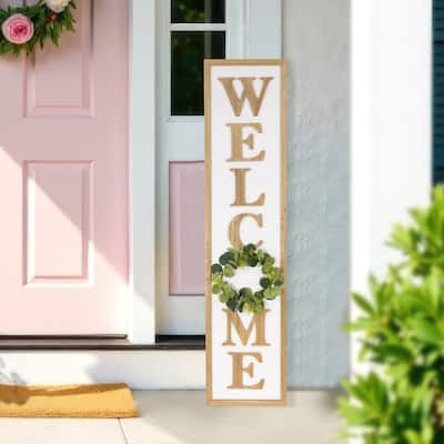 "Welcome" Wooden Framed Outdoor Porch Sign - 40"