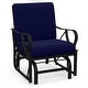 preview thumbnail 3 of 21, Patio Glider Rocking Chair with Curved Armrest and Breathable High Backrest - 28.5" x 26" x 35" (L x W x H) Navy