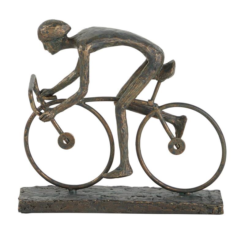 Bronze Polystone People Decorative Sculpture with Bike