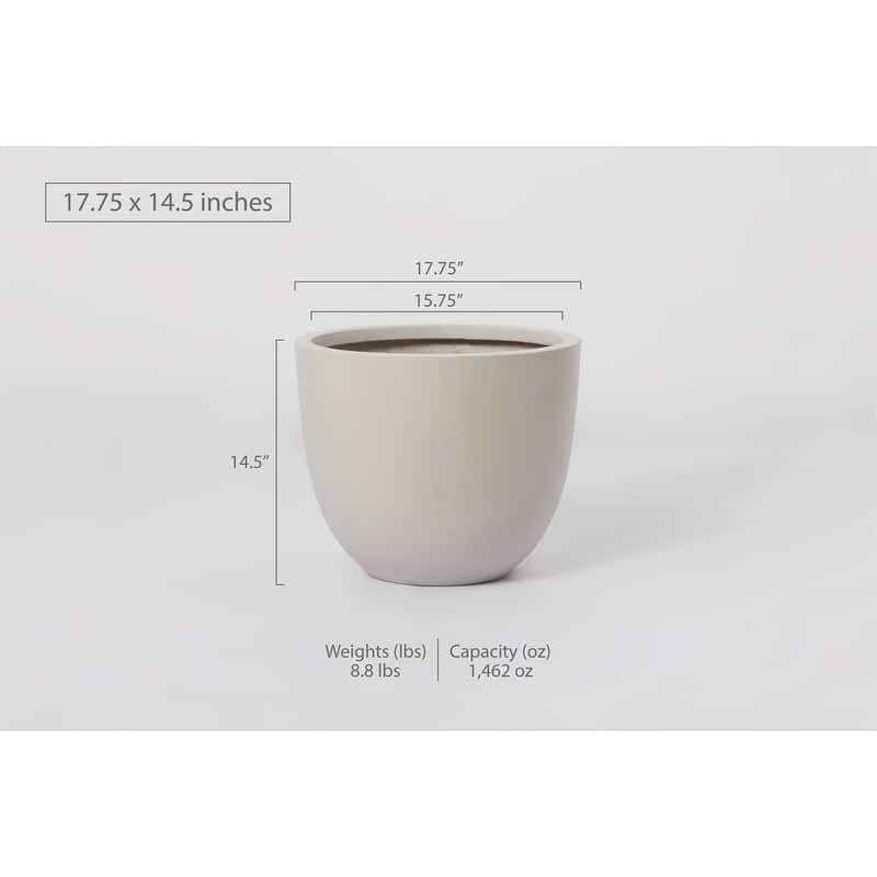 Indoor/Outdoor Large Nordic Minimalist Fiberstone Lightweight Round Planter Pot - 17, 14, 11 inch Matte Finish