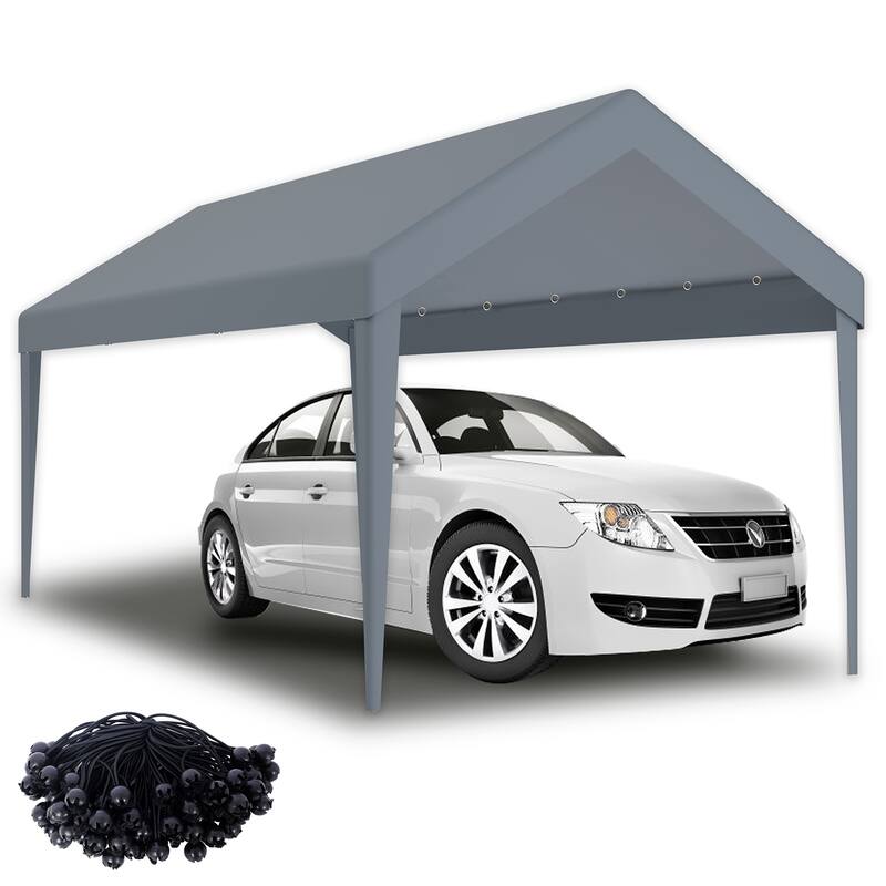 10x20FT Carport Canopy, Waterproof UV Protection, 72 Elastic Buckles