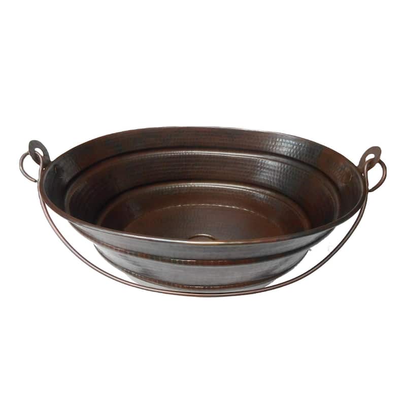 16" Oval Farmhouse Copper Vessel BUCKET Bathroom Sink by SimplyCopper - 16" X 12" X 6"