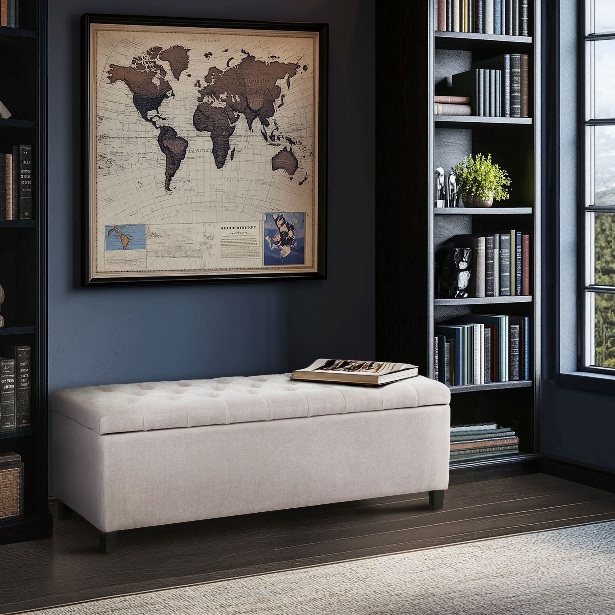 Madison Park Shandra Tufted Top Upholstered Storage Bench