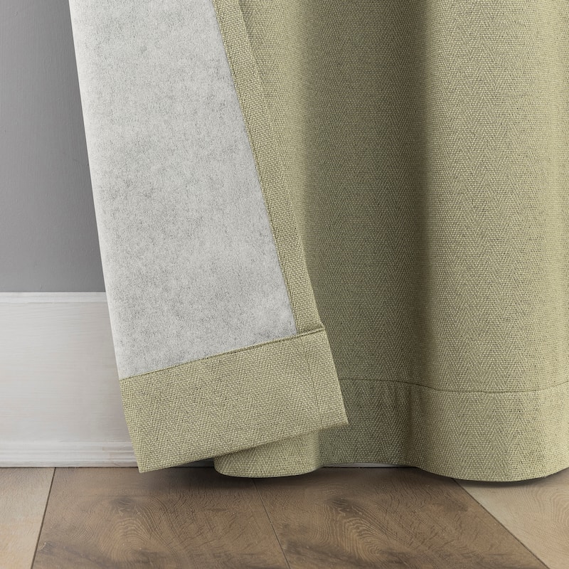 Sun Zero Prescott 2-Piece Herringbone Magnetic Closure Total Blackout Rod Pocket Curtain Panel Pair