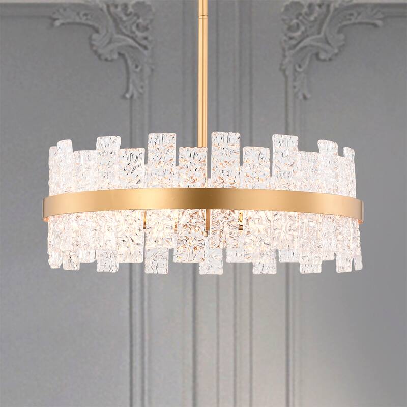 Ashling 20 Inch Ribbed Glass Design Chandelier 6 Light