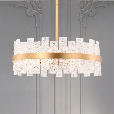 Ashling 20 Inch Ribbed Glass Design Chandelier 6 Light