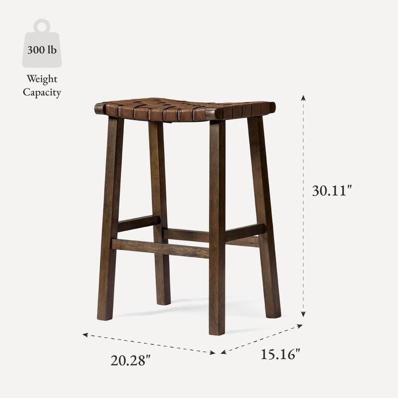 Maven Lane Noah Backless Kitchen Dining Stool with Vegan Leather