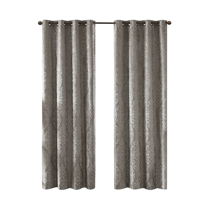 Blackout&Noise Blocking Knitted Jacquard Damask Total Grommet Top Curtain Panel, Machine Washable for Living Room/Bedroom-Single