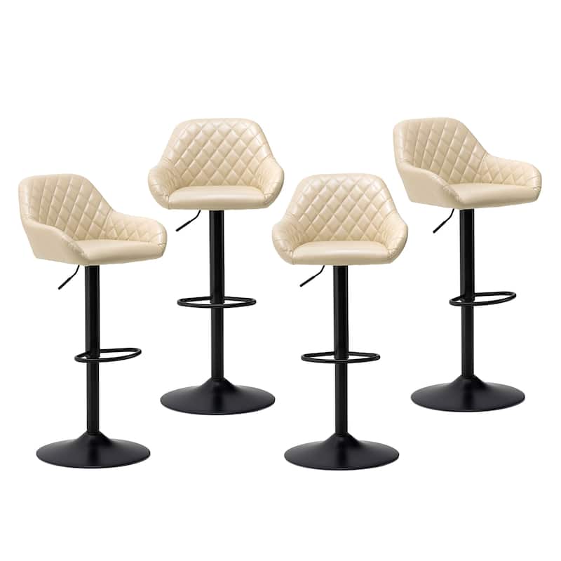 Glitzhome Mid-Century Height Adjustable Faux Leather Swivel Counter Bar Stools