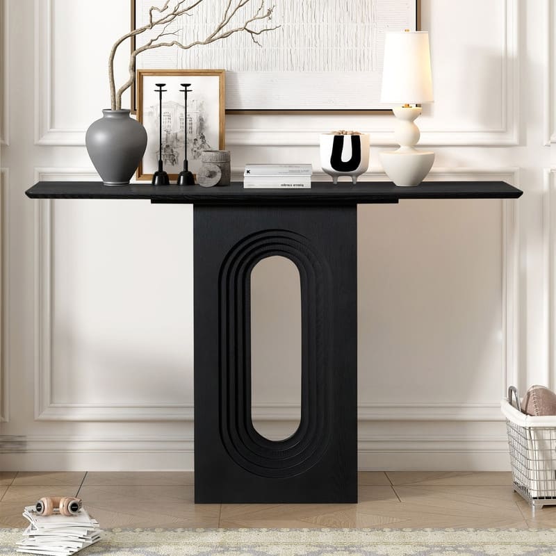 Modern 47" Narrow Console Table for Living Room Entryway Use - Black