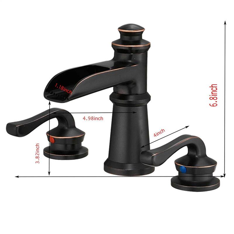 8 Inch Widespread Waterfall Bathroom Faucet 3 Hole Oil Rubbed Bronze Bathroom Sink Faucets Double Handle Modern Basin Vanity Tap