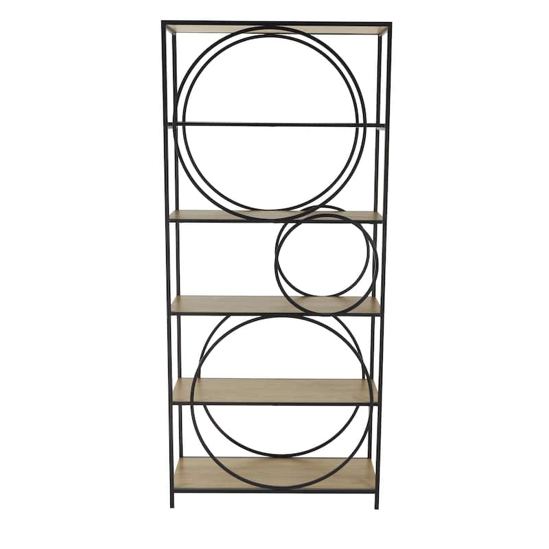 Metal Geometric Circle Shelving Unit with Black Metal Frame - Black - Roche River Decor