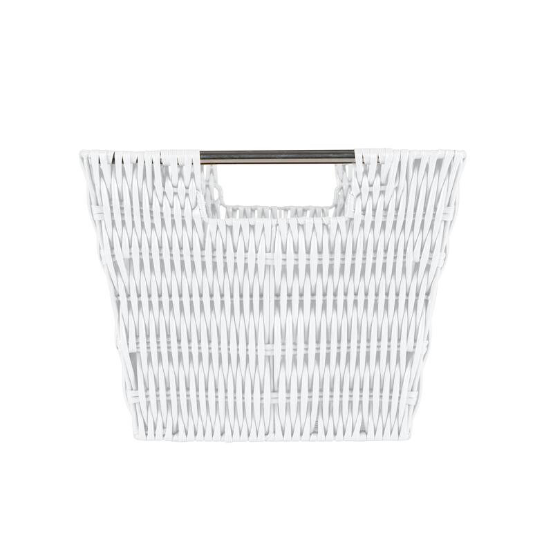 Simplify Medium Rattan Storage Tote Basket in Charcoal