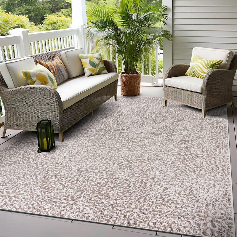 World Rug Gallery Contemporary Flowers Indoor/Outdoor Area Rug