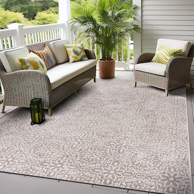 World Rug Gallery Contemporary Flowers Indoor/Outdoor Area Rug