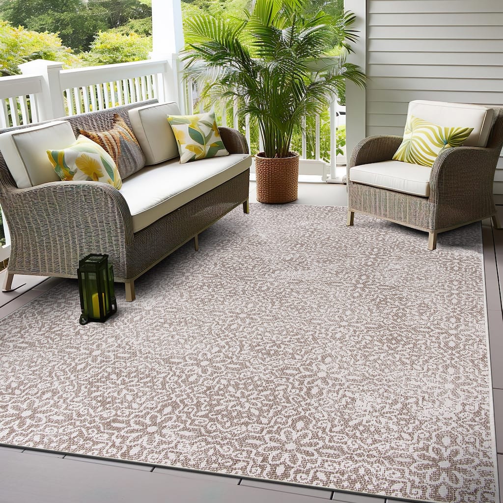 World Rug Gallery Contemporary Flowers Indoor/Outdoor Area Rug