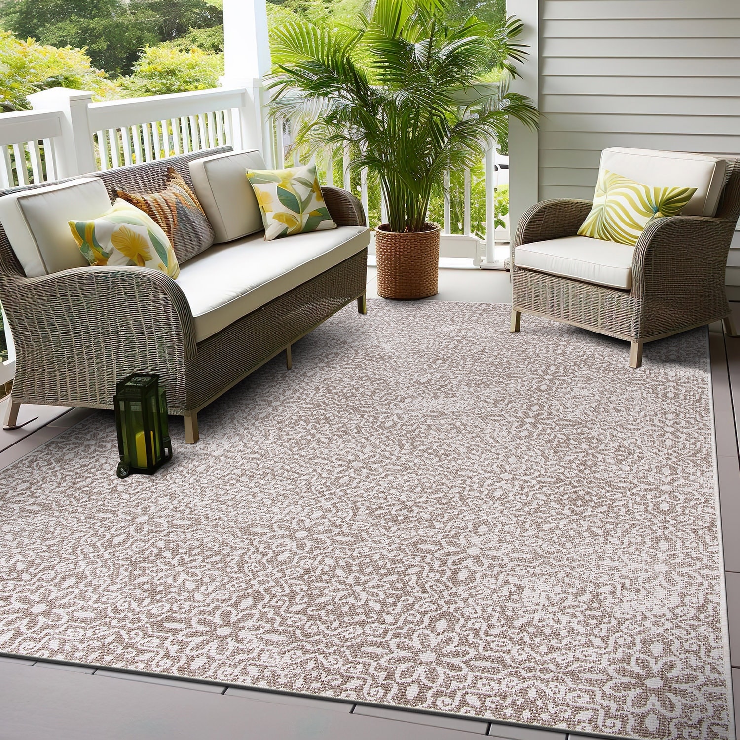 World Rug Gallery Contemporary Flowers Indoor/Outdoor Area Rug