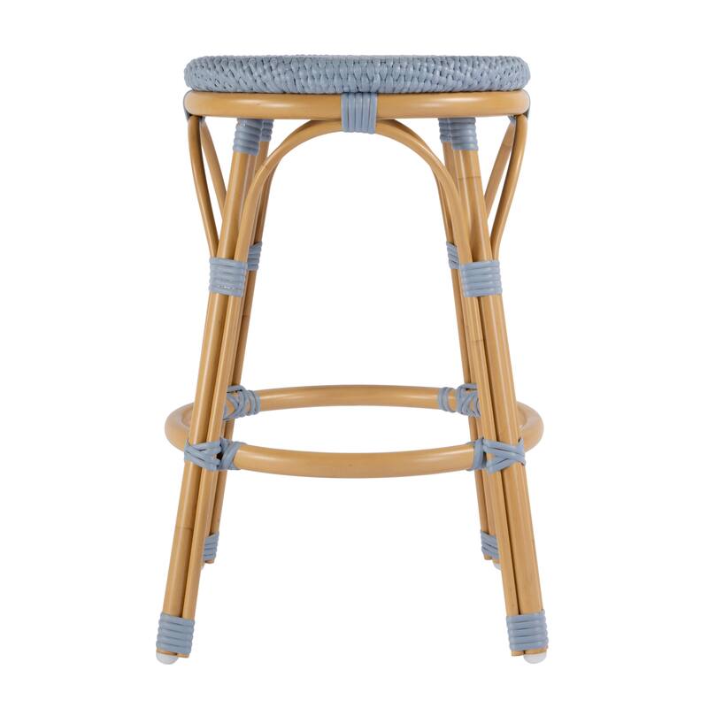 Tobias Outdoor Rattan and Metal Counter Stool