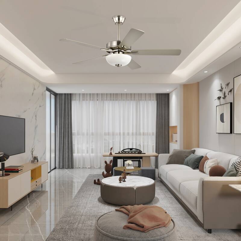 52-in Matte Black/Brushed Nickel/White 5-Blade Indoor Reversible Ceiling Fan with LED Light and Remote Control - 52 inch